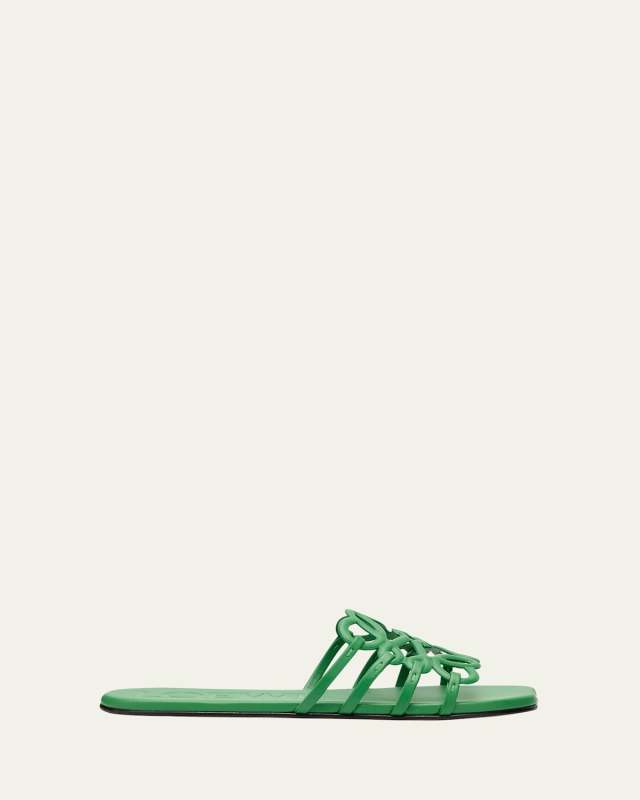 Petal Leather Anagram Slide Sandals
